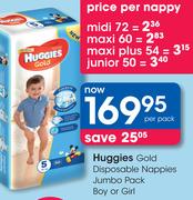Huggies Gold Disposable Nappies Jumbo Pack Boy Or Girl-Per Pack
