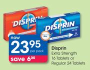 Disprin Extra Strength 16 Tablets or Regular-24 Tablets Per Pack