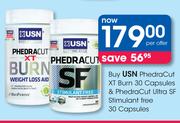 USN Phedra Cut XT Burn 30 Capsules & Phedra Cut Ultra SF Stimulant Free 30 Capsules-Per Offer