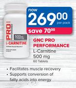 GNC Pro Performance L-Carnitine 500 mg 60 Tablets-Per Pack