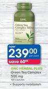 GNC Herbal Plus Green Tea Complex 500 mg 100 Capsules-Per Pack