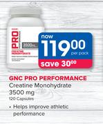 GNC Pro Performance Creatine Monohydrate 3500 mg 120 Capsules-Per Pack