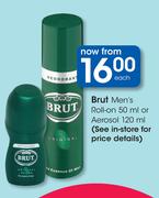 Brut Men's Roll-On-50ml or Aerosol-120ml Each