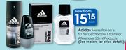 Adidas Men's Roll-On's-50ml, Deodorants-150ml or Aftershave-50ml Each