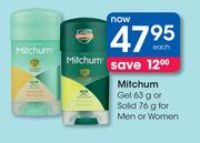 Mitchum Gel-63gm or Solid for Men or Women-76gm Each