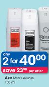 Axe Men's Aerosol-2 x 150ml
