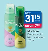 Mitchum Deodorant for Men or Women-120ml Each