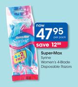 Super-Max Syrine Women's 4-Blade Disposable Razors-Per Pack