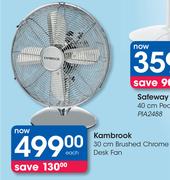 Kambrook 30cm Brushed Chrome Desk Fan