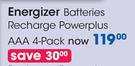 Energizer Batteries Rechargeable Powerplus AAA-4 Per Pack