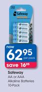 Safeway AA or AAA Alkaline Batteries-10 Per Pack