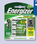 Energizer Batteries Rechargeable Powerplus AAA-4 Per Pack