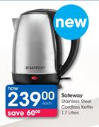 Safeway 1.7Ltr Stainless Steel Cordless Kettle