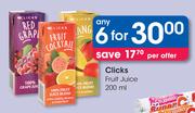 Clicks Fruit Juice-6 x 200ml