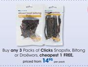 Clicks Snapstix, Biltong Or Droewors-Per Pack