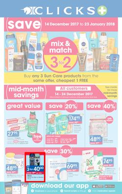 Clicks : Mid Month Savings (14 Dec 2017 - 23 Jan 2018), page 1