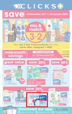 Clicks : Mid Month Savings (14 Dec 2017 - 23 Jan 2018), page 1