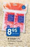 Clicks 3 Ply 10 Pocket Tissue 2 Pack-Per Pack
