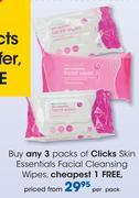 Clicks Skin Essentials Facial Cleansing Wipes-Each