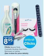 Clicks Beauty Tools, Cosmetic Brushes, Nail Polish Removers Or Lashes-Each