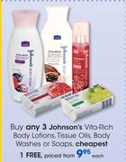 Johnson's Vita-Rich Body Lotions, Tissue Oils, Body Washes Or Soaps-Each