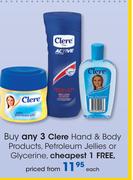 Clere Hand & Body Products Petroleum Jellies Or Glycerine-Each