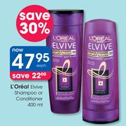L'Oreal Elvive Shampoo Or Conditioner-400ml Each