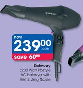 Safeway 2200 Watt Prostyle AC Hairdryer With Thin Styling Nozzle-Each
