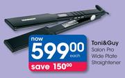 Toni & Guy Salon Pro Wide Plate Straightener-Each