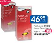 Clicks Energy Syrup-200ml & Get 100ml Free