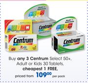 Centrum Select 50+, Adult Or Kids 30 tablets-Per Pack