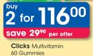 Clicks Multivitamin 60 Gummies-For 2