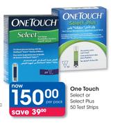 One Touch Select Or Select Plus 50 Test Strips-Per Pack