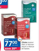 Clicks Multivit Men Or Women Adult Or Mature 60 Tablets-Per Pack