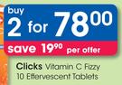 Clicks Vitamin C Fizzy 10 Effervescent Tablets-For 2
