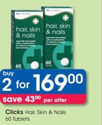 Clicks Hair, Skin & Nails 60 Tablets-For 2