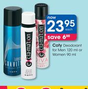 Coty Deodorant For Men-120ml Or Women-90ml Each