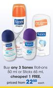 Sanex Roll On-50ml Or Sticks 65ml-Each
