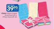 Clicks 2 Piece Fringed Guest Towel Set Or 4 Piece Facecloth Set-Per Set