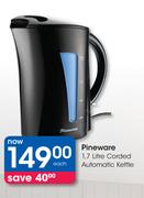 Pineware 1.7Ltr Corded Automatic Kettle