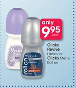 Clicks Revive Ladies Or Clicks Men's Roll On-Each