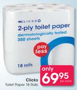 Clicks Toilet Paper 18 Rolls-Per Pack