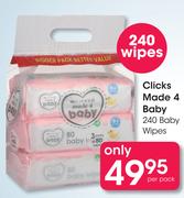 Clicks Made 4 Baby 240 Baby Wipes-Per Pack