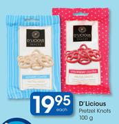 D'Licious Pretzel Knots-100g Each