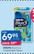 Gillette Blue 3 Ice 6 Disposable Razors-Per Pack
