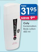 Coty Exclamation Body Lotion-400ml Each