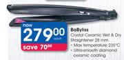 BaByliss Crystal Ceramic Wet & Dry Straightener 28mm-Each