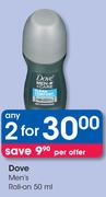 Dove Men’s Roll-On-2x50ml Per Offer