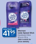 Mennen Lady Speed Stick 45g Or 39g-Each