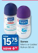 Sanex Men's Or Ladies Roll On-50ml Each
